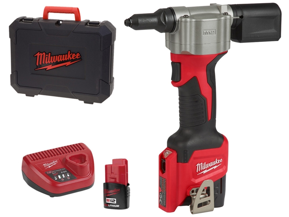 MILWAUKEE M12BPRT-201X POP RIVET TOOL KIT - Malcolm Rathmell Sports Ltd